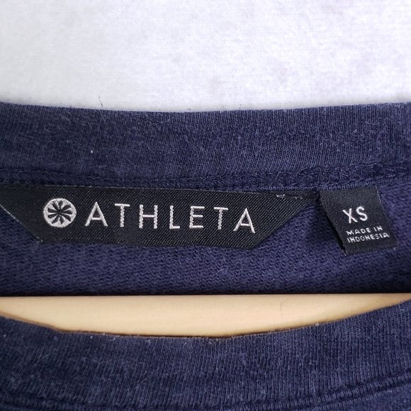 Athleta Women's XS Navy Blue Long Sleeve Pullover Sweater, Round Neck Sweatshirt - Picture 4 of 5